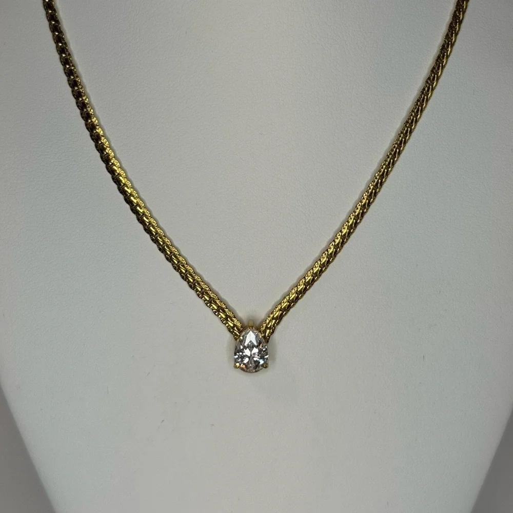 Elegant Gold Cubic Zirconia Necklace Wedding